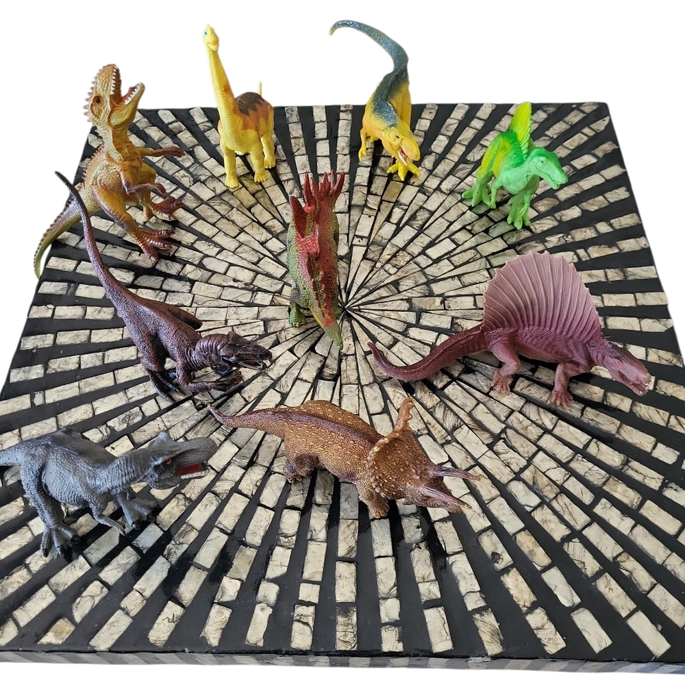 Dinosaurs Set TRex Long Neck  Velociraptor Stegosaurus Triceratops